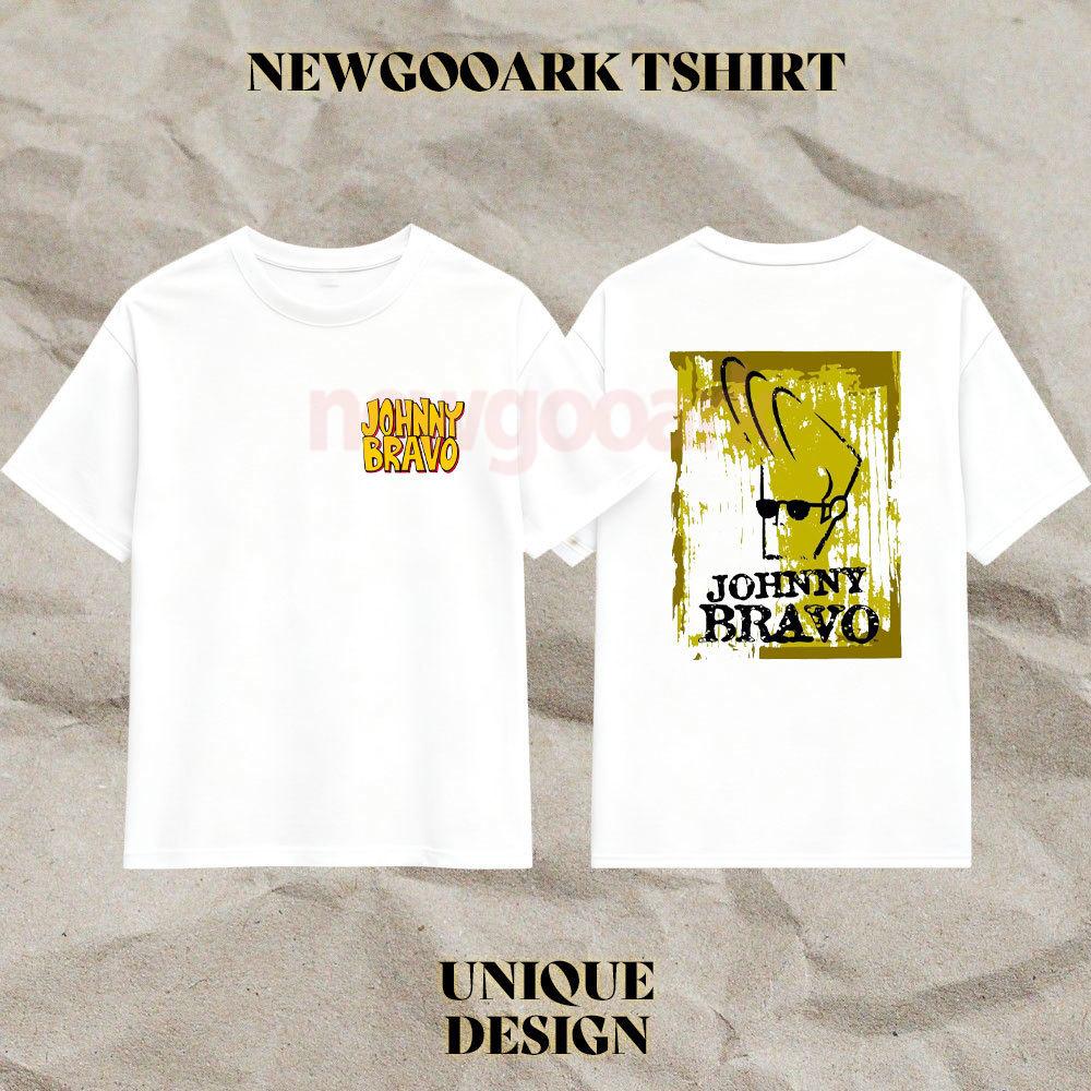 Johnny Bravo Unisex Bawełniane Klasyczne Koszulki z Graficznym Nadrukiem Kobieta Mężczyzna Kreskówka Krótki Rękaw Okrągły Dekolt Codzienne Bawełniane Koszulki Streetwear