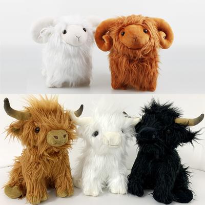 Simulation Highland Cows and Sheep Animal Plush Doll Soft Stuffed Cow Cattlle Plush Toy Plushie Gift for Kids Boys Girls