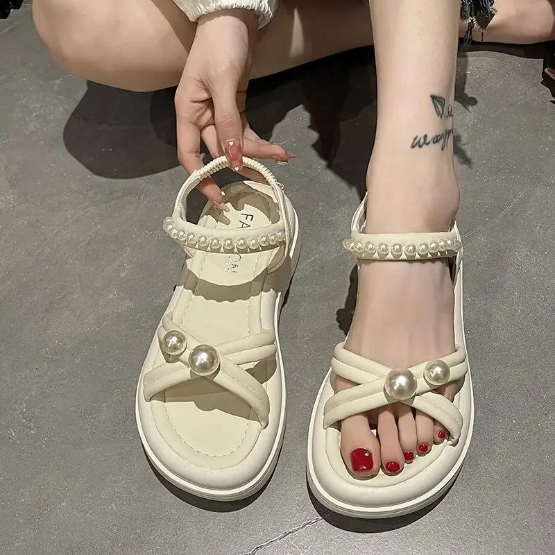 Roman Style Black Women's Sandals on Offer Wholesale Summer 2025 Comfortable Sandal Low Price Daily Original Offers Ladies Shoes