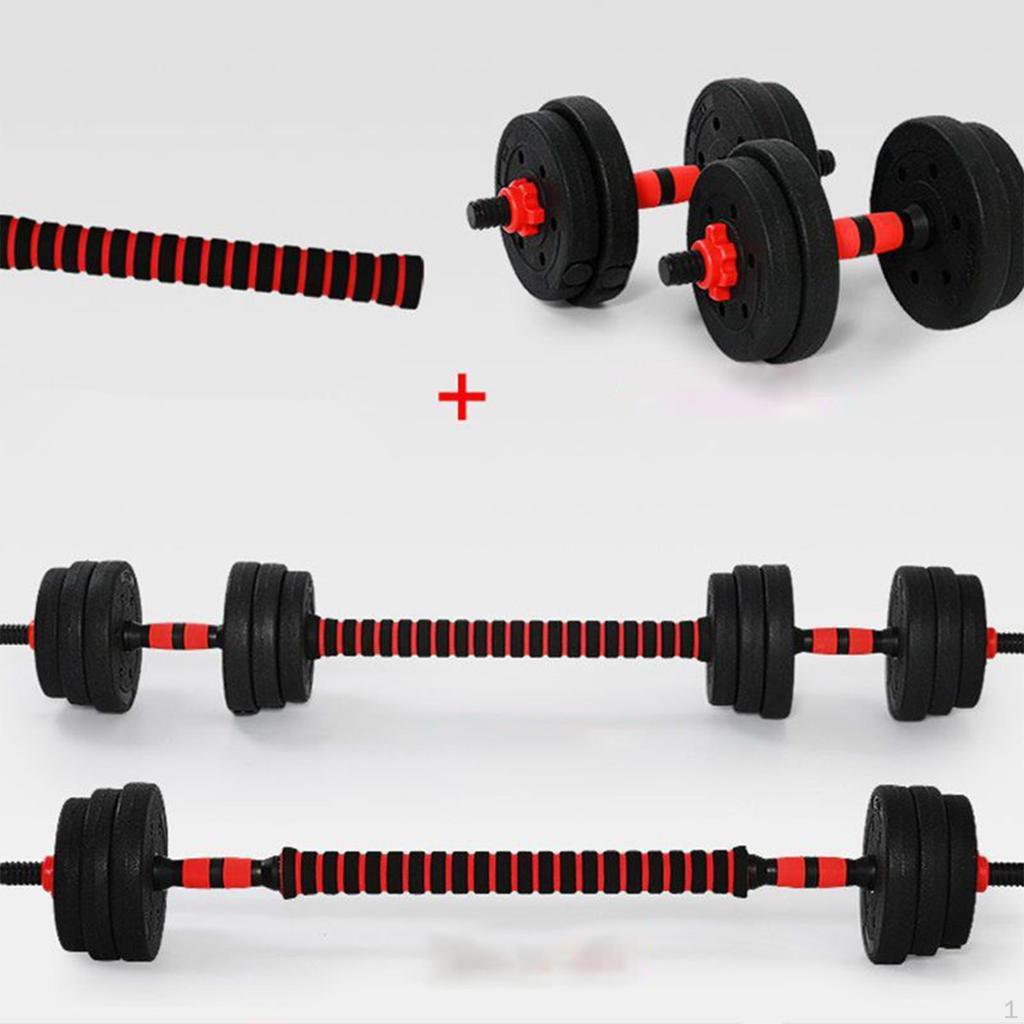 2 Pieces Dumbbell Bar Barbell Handle Threaded Weights Set with Nuts for Sport Strength