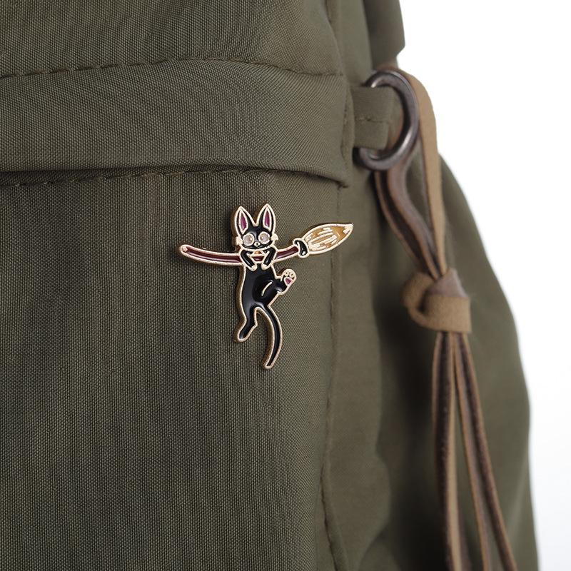 Carton Riding Broom Cat Pins Anime Love Enamel Brooch Clothes Backpack Lapel Hat Badges Fashion Jewelry Accessories For Friends