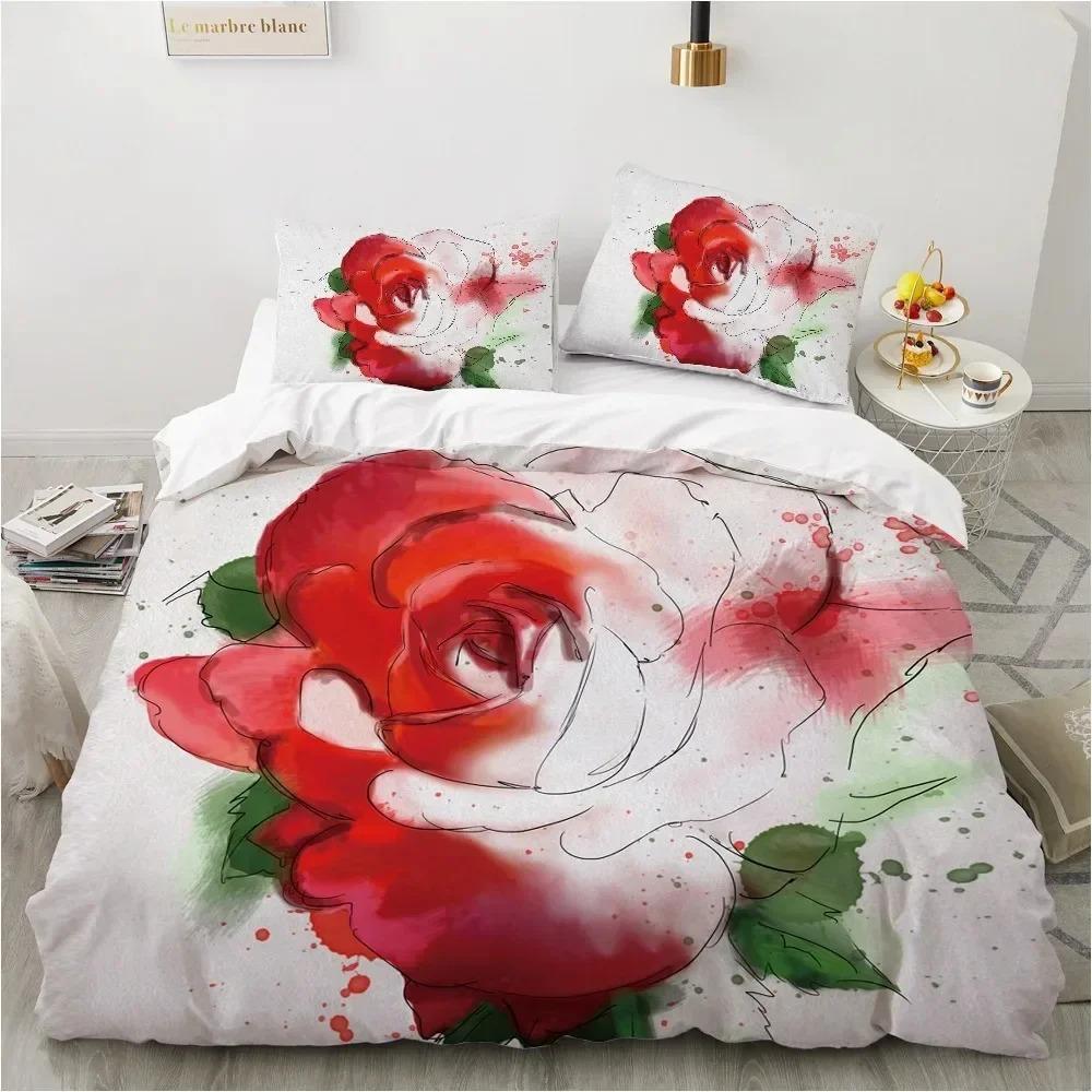 Pink Rose Flowers Bedding CollectionDuvet Cover Comforter Bed Collection Quilt Cover PillowcaseKing Queen Twin Size Boys Girls Adultse