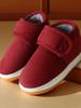 Sapatos de Algodão Antiderrapantes com Sola de Tendão de Vaca para Meninos no Inverno, Sola Espessa, Velcro, Pantufas Quentes para Interior/Exterior para Mulheres