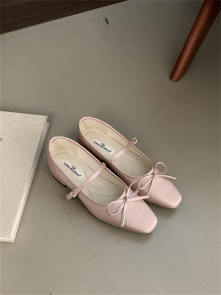 French evening breeze bow niche Mary Jane shoes women's 2025 autumn new thick heel with skirt single shoes ladyshoes