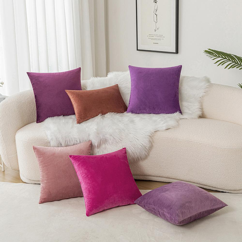 Velvet Pillow Sofa Cushion Solid Color Bedside Backrest Home Fabric Living Room Plush Pillow Ins Style