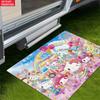 Kawaii Cute Ice Cream Cartoon Doormat, 2D Print Non-slip Floor Mat, Pink Rainbow Entrance Rug for Girls Bedroom Decor Gift