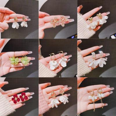 Elegant Pearl Petal Tassel Earrings - Women's Sweet Mori Style Dangle Jewelry