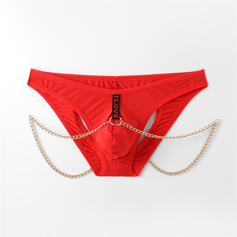 Men's Men's Lingerie Sexy Panties Flirting Products Butt Hollow Chain Design Three-character Pants