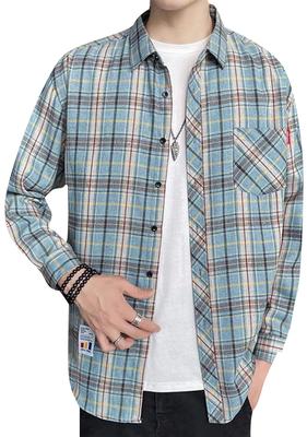 EIDEFE Check Plus Sweat Stain Casual Shirt for and Size 2XL Men's Shirt, Size, Resistant, Comfortable, Lightweight, Spring, Summer, Autumn, Winter,