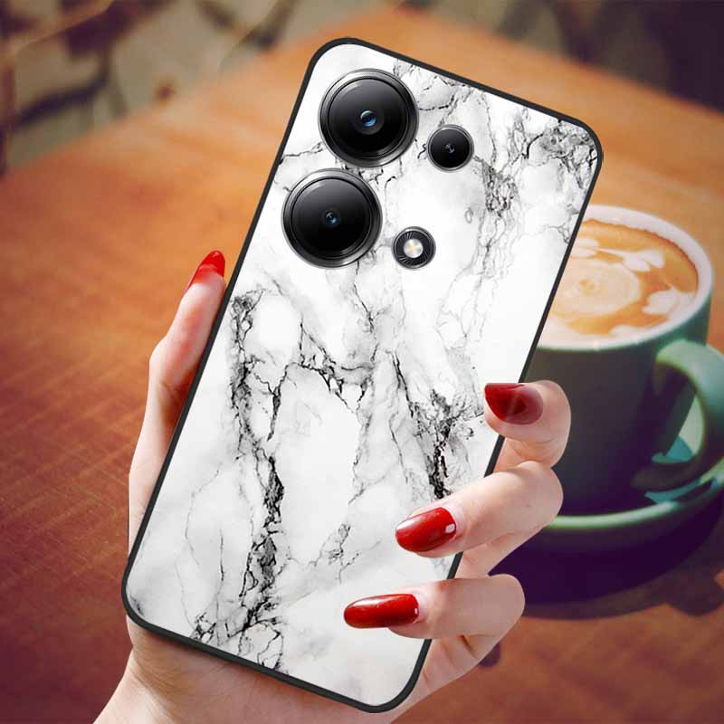 For Poco M6 Pro 4G Case Fashion Marble Silicon Black Cover for Xiaomi Poco M6Pro 4G Phone Case M 6 Pro Soft Shells PocoM6Pro 4G