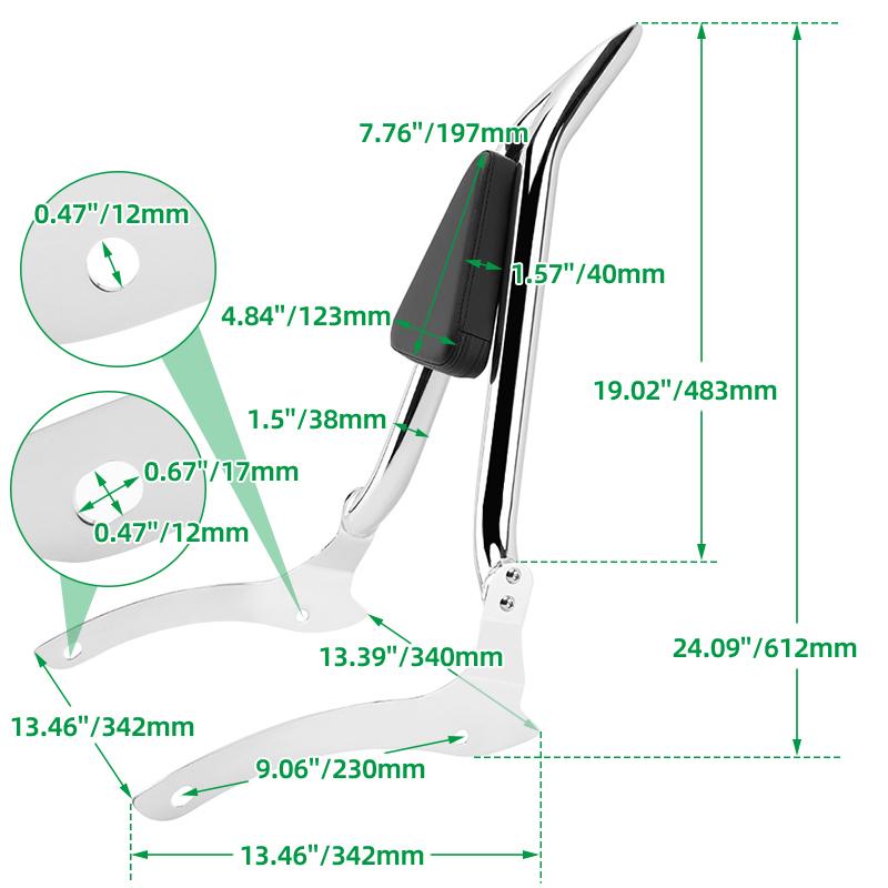 Detachable Motorcycle Rear Backrest Pad Passenger Sissy Bar Bracket For Yamaha DragStar DS1100 V-Star XVS1100 Custom 1999-2018