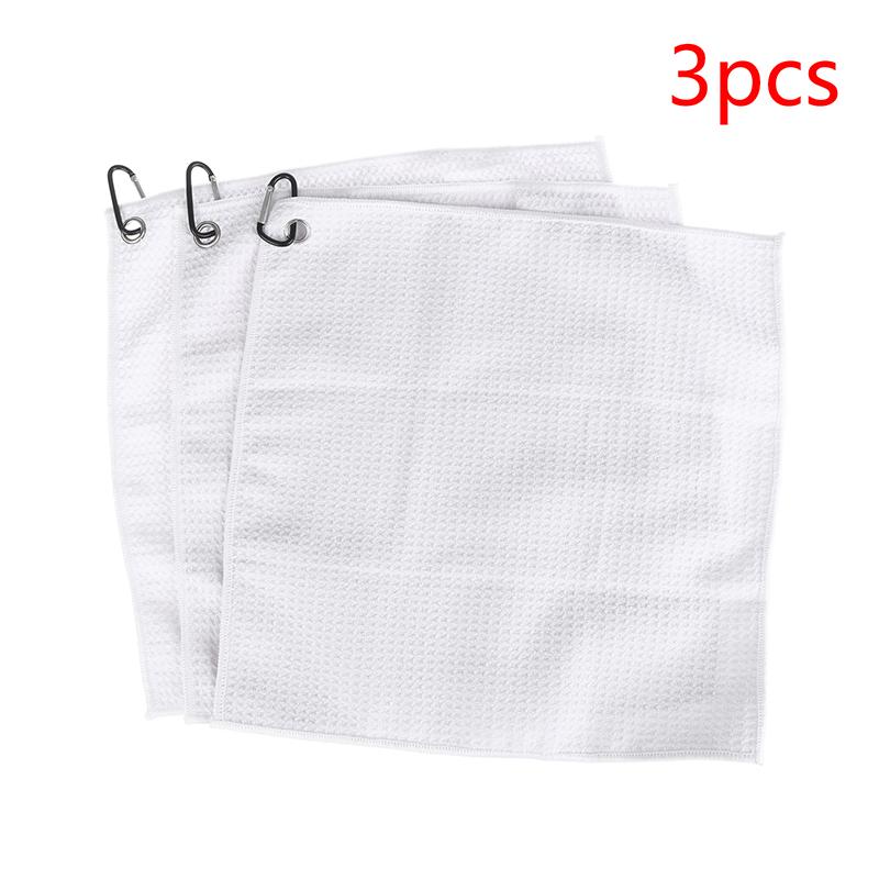 

3Pcs 30Cm*30Cm Triple-Fold Golf Towels With Hanging Hook Microfiber Waffle Waffle Patterned Flight Disc Golf Towels білий