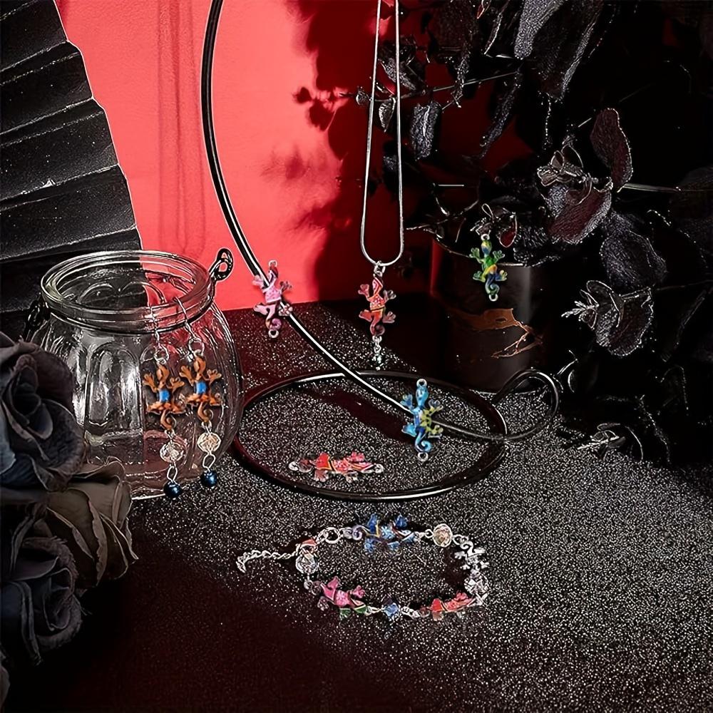 5/10/20 szt. Kreatywny wisiorek z serii zwierzęcej Kolory Kształt gekona jaszczurki Wisiorek z podwójnym kółkiem DIY Bransoletka Naszyjnik Kolczyki Breloczek