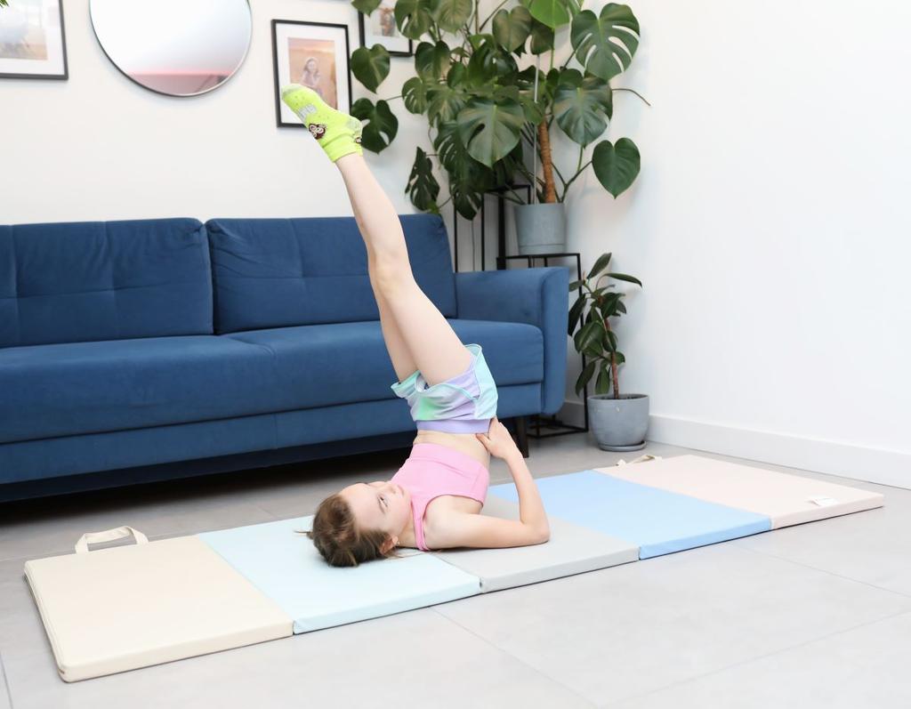 Gymnastic mattress Satellite 195x75x3 cm five-piece - pastel