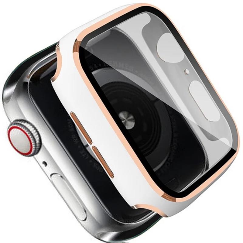 Glass + Case for Apple Watch 45mm 41mm 44mm 40mm Screen Protector Bumper PC Cover for iWatch Series 4 5 6 SE 7 8 9 Accessories