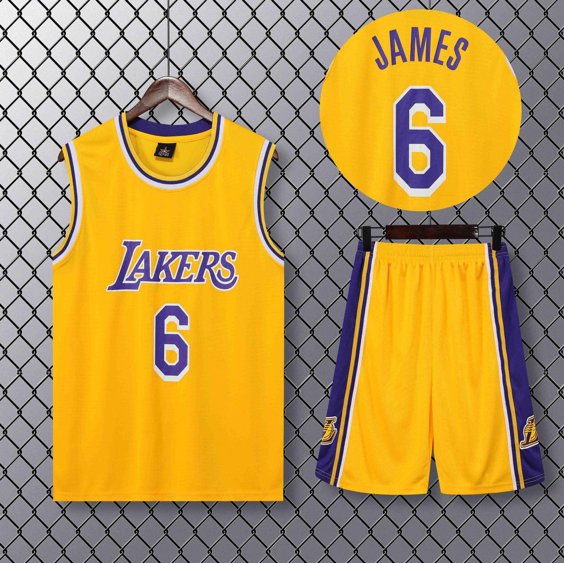 Lakers Crew Neck Yellow basketball jersey No.6 LeBron James 20