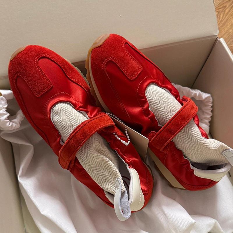

Cowhide version~ niche leather red moral training shoes women s platform sports and leisure women s shoes Velcro Mary Jane women s shoes 35