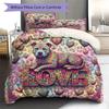 Romanticpets Pattern Bedding Quilt Set Quilt Cover Pillowcase Home Decoration Birthday Gift (1 * duvet cover + 2 * pillowcase, without core)