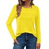 Long Sleeve Shirts For Women Pleated Solid Color Casual Blouses Fashion Basic Round Tops