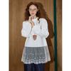 Coolhut French Sweet Lace Splicing Ruffled Long-Sleeved Loose Design 2025 Summer Women's Shirt