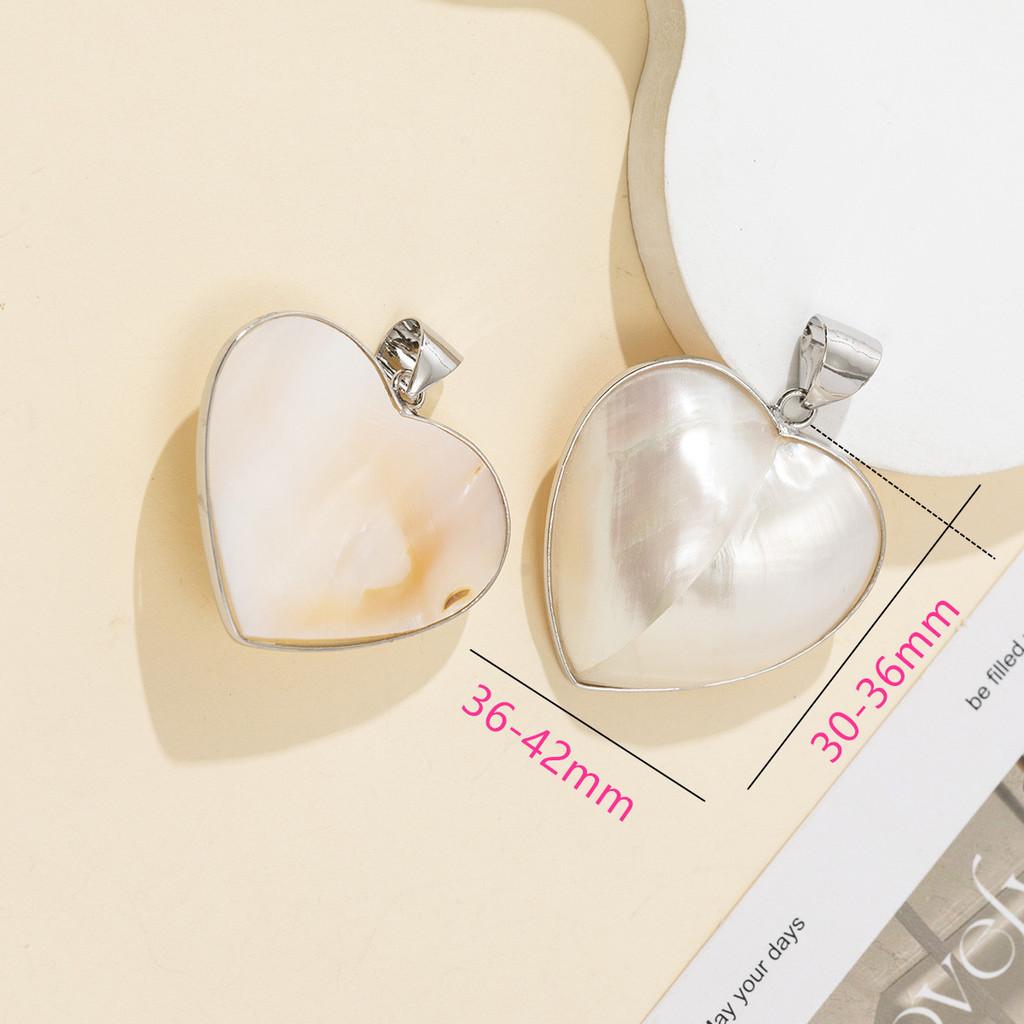 Shell Heart Pendant Necklace With Beaded Edge Handmade Jewelry For Women