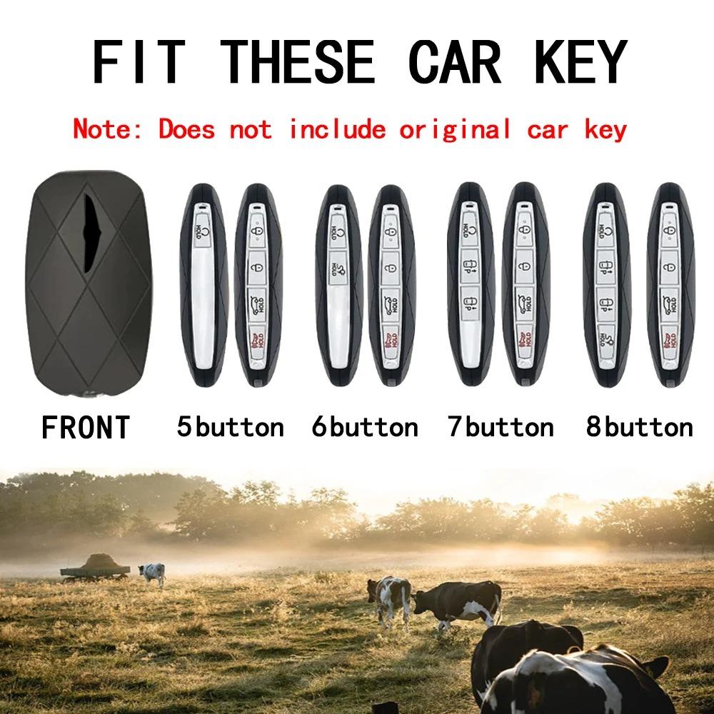 Leather Car Key Bag Case for Hyundai Genesis GV80 GV60 G90 G70 Holder Key Cover Key Chains