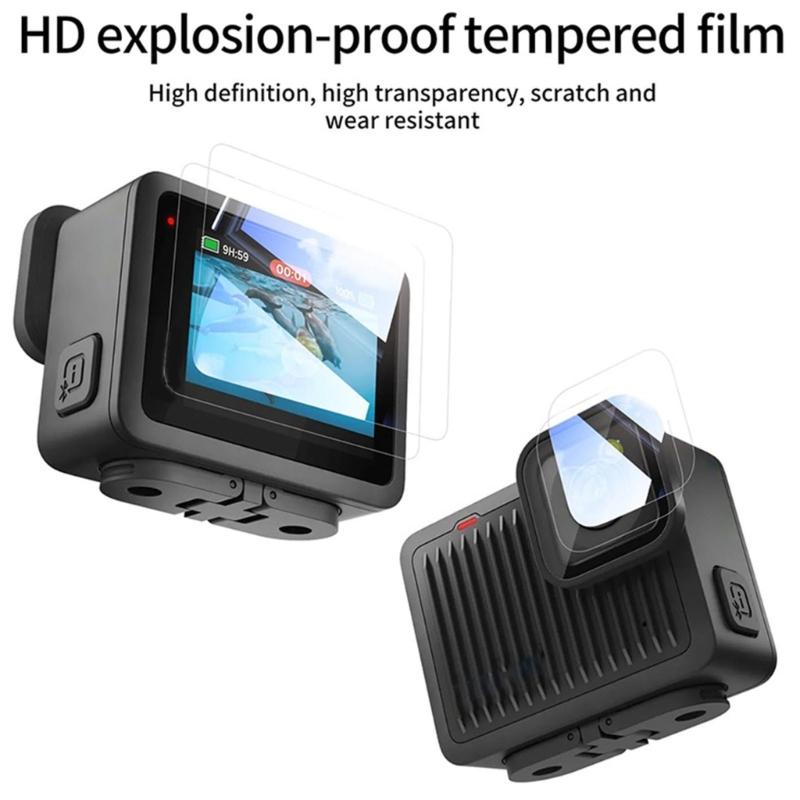 Camera Protective Accessories Set for Camera Including Black Silicone Case and Tempereds Glass Film