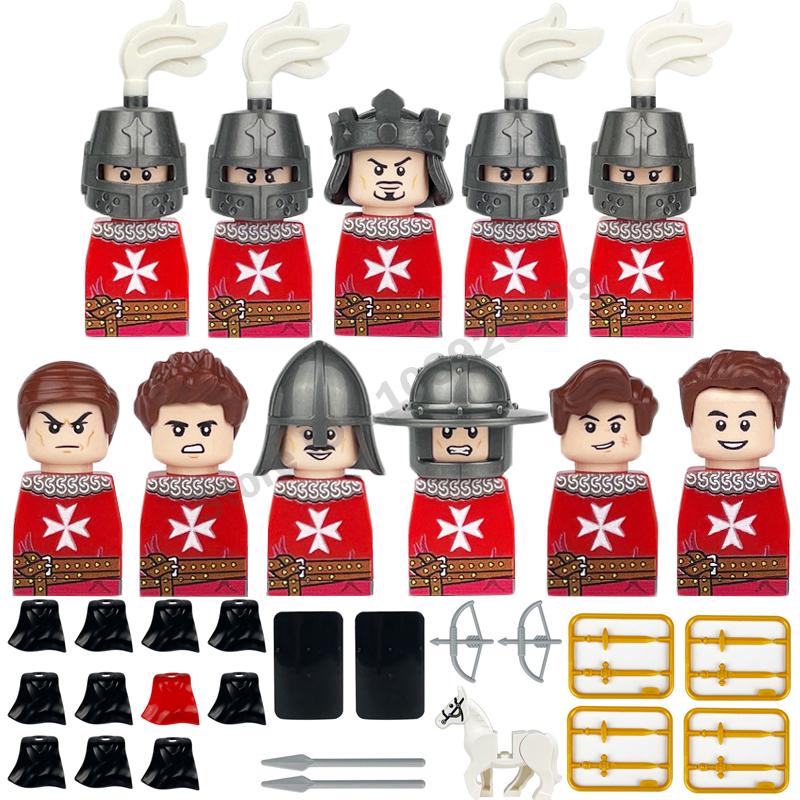 Medieval Military Building Blocks Roman Officer Soldier Knight Imperial Army Head Of State Elf Hunter Lion King War Horse Brick