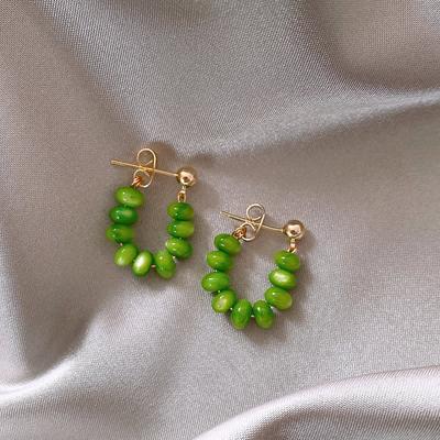 1 Pair Earrings Green Geometric Pendant Earrings Women Fashion Wedding Jewelry