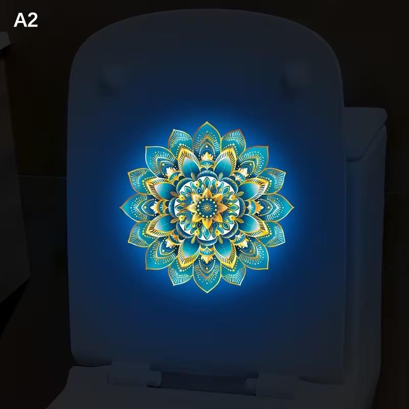 Glow-In-The-Dark Flower Fairy Mandala Toilet Sticker Bathroom Decoration Toilet Lid Decorative Decal Self-Adhesive Removable