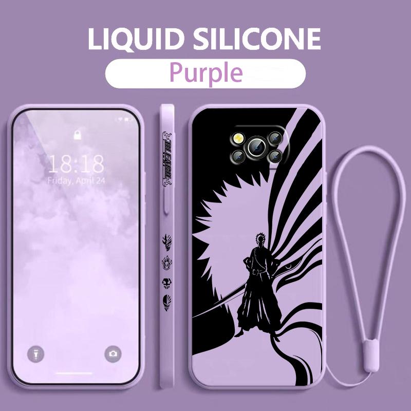 Anime BLEACH Kurosaki Ichigo For Xiaomi Poco Phone Case For X4 X3 F4 F3 NFC M5 M4 M3 GT S Pro 4G 5G Liquid Left Rope Cover