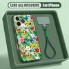 Floral Pattern Hand Strap Case For iPhone 17 Pro Max Hybrid TPU+PC Magnetic For Magsafe Matte Cover For iPhone 16 15 14 13 Pro Max