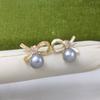 Natural Freshwater Pearl Earrings with a Light Luxury and High-end Feel, Asymmetrical Design Butterfly Knot Pearl Earrings