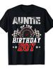 Men'S & Women'S Vintage Racing Birthday Boy Auntie Graphic T-Shirt - 220gsm Heavyweight Retro Checke