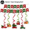 Merry Christmas Banner Hanging Swirl Decorations Set Xmas Holiday Santa Snowman Elk Sign Hanging Indoor Decor Party Supplies
