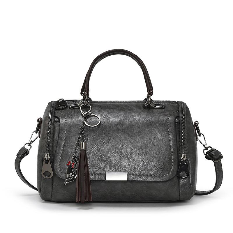 Fashionable Handbag for Women - Soft Leather Boston Pillow Bag - Simple and Versatile Crossbody Bag
