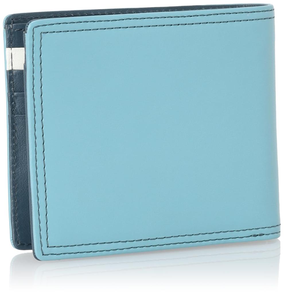 VITA Italian Chrome-Free Leather Cowhide Bifold Coin Purse with Box, Sky Blue, 490-50900