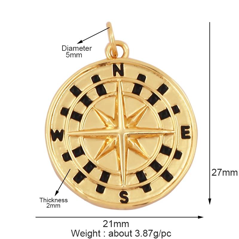 New Trendy Shining Space Sun Moon Star Charm Pendant, Gold Inlaid Cubic Zirconia Jewelry Necklace Bracelet Making Supply L44