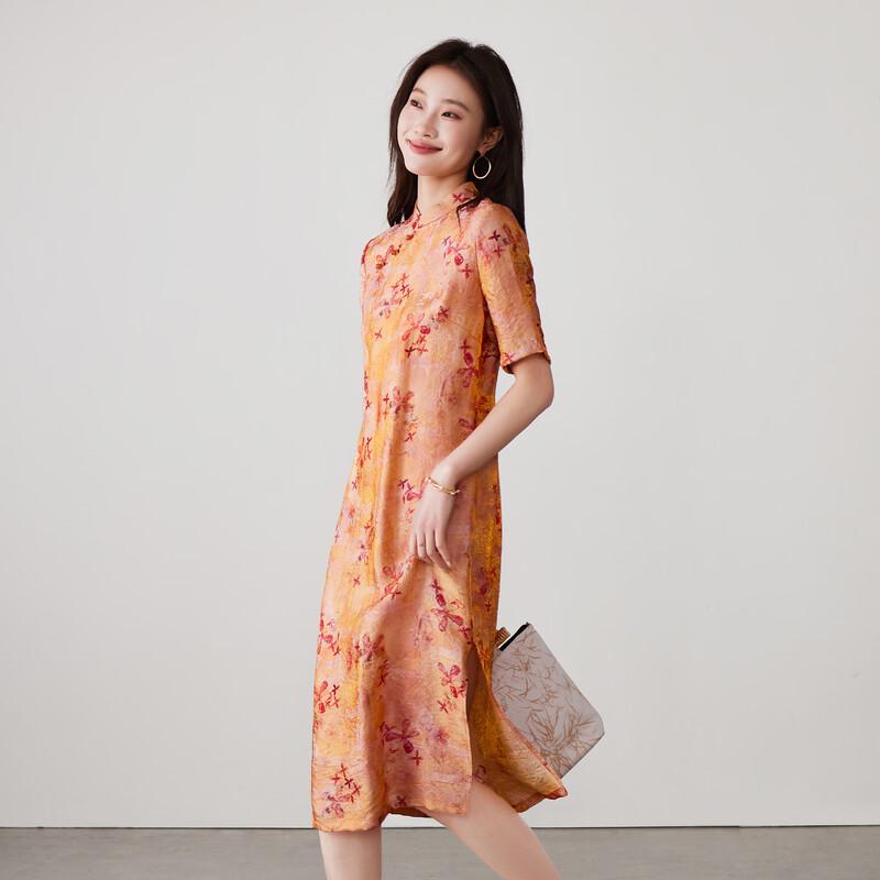 New Chinese Style Retro Print Straight Dress