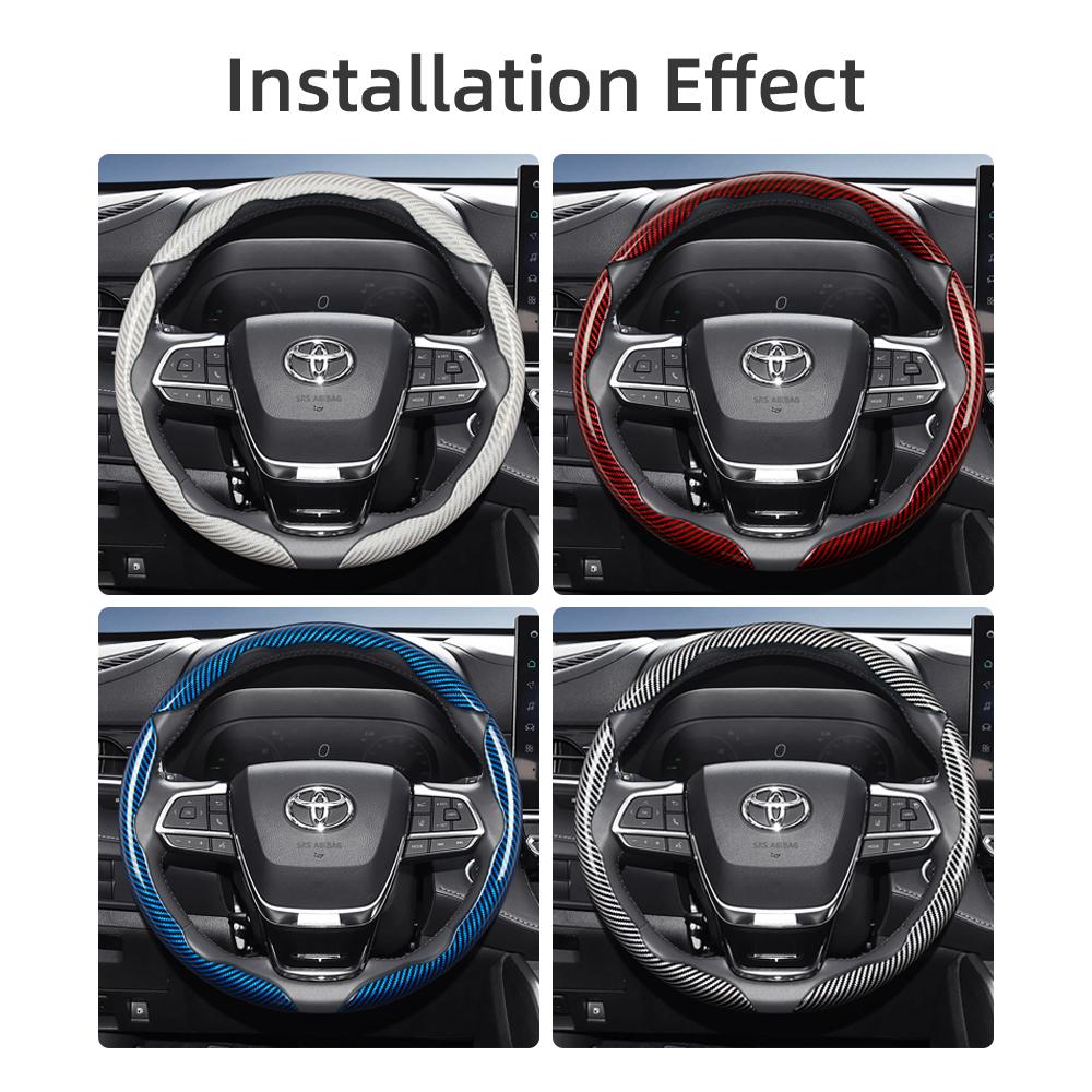 Suitable for Toyota Carbon Fiber Texture Steering Wheel Cover with Segmented Quick-Release Design, Durable, for Rav4, Hilux, Camry, Y