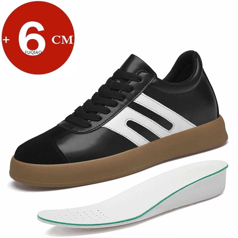 

6cm Heel Lift Sneakers for Men Leather Casual Elevator Shoes Breathable Platform Sneakers for Daily Walking Thick Sole Loafers 37 чёрный