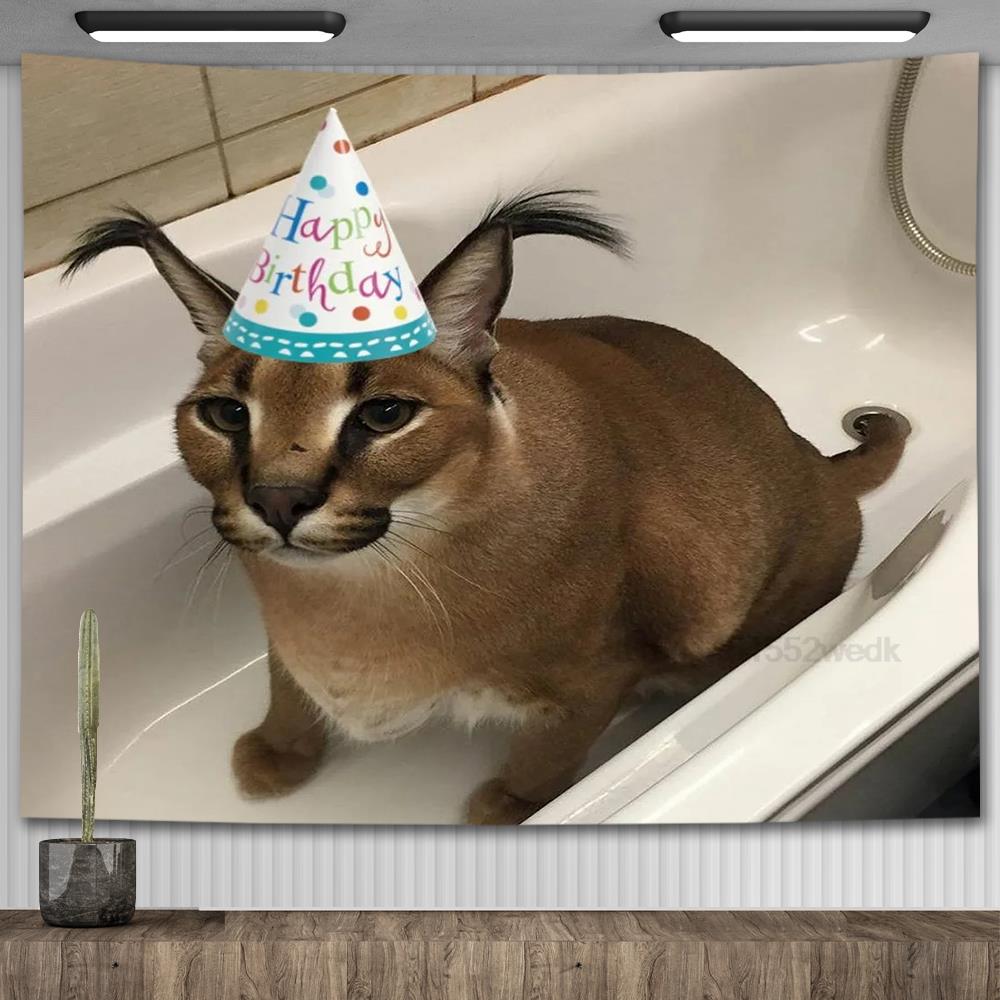 Communism Floppa Tapestry Wall Hanging Kawaii Big Floppa Cat Meme Tapestrys Macrame Aesthetic Home Decoration Party Backdrops