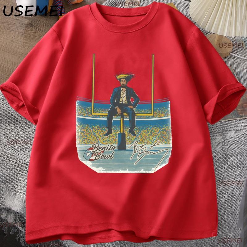 Vintage Benito Bowl T Shirt Football Bad Bunny Super Bowl TShirt Round Neck Unisex Clothing Cotton Short Sleeve Streetwear Tees S