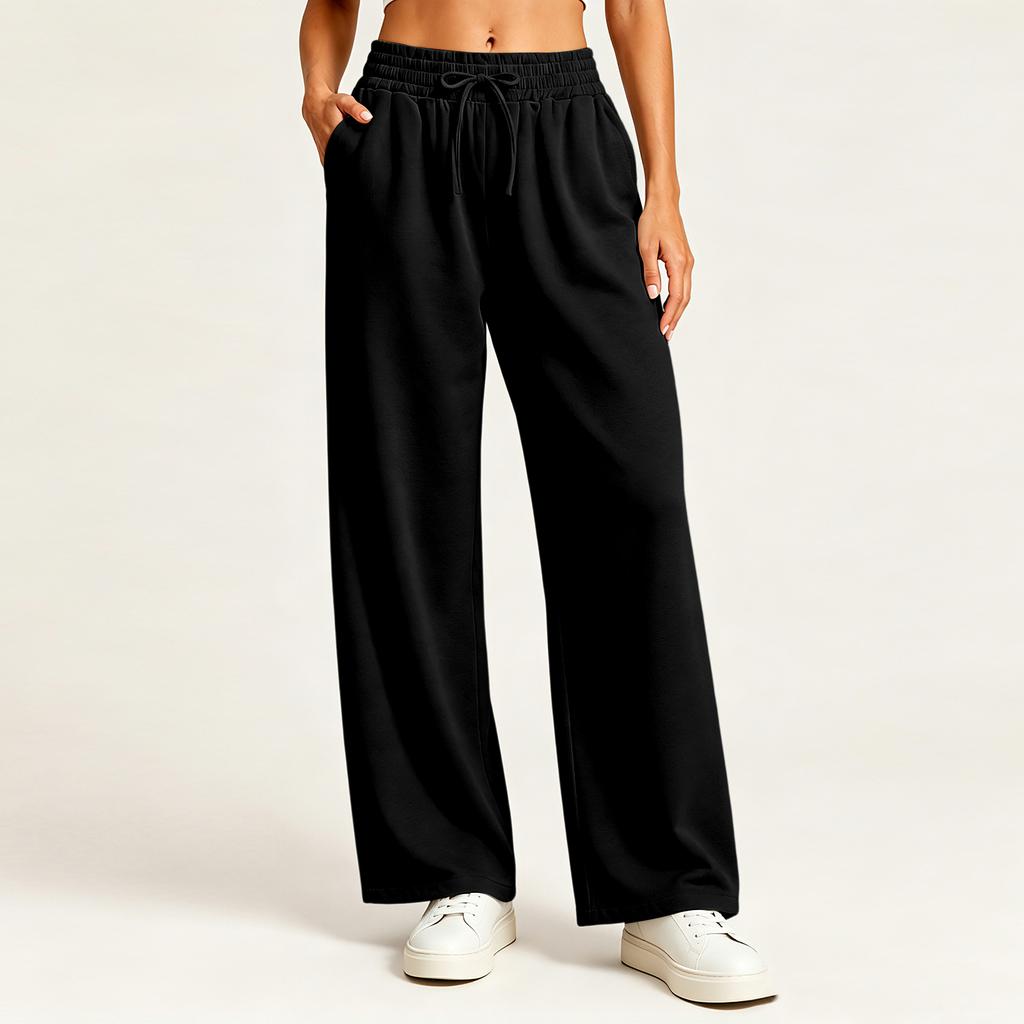 Women's Stylish Casual Loose Fit Straight Leg Pants with Pockets in Color for Everyday Wear