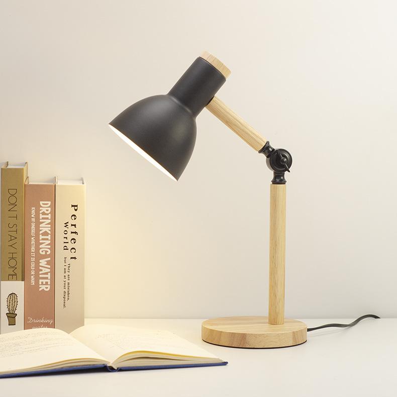 

Eyes Protection Table Lamp E27 Nordic Wood Desk Lamps Height Adjustable Modern Bedside Lamp for Read Study Night Light with Plug US plug
