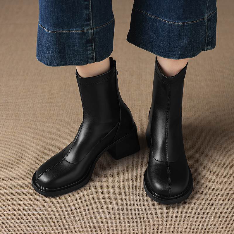 Krazing Pot Microfiber Winter Round Toe Modern Platform Size 33 Boots Size 43 Women Fashion Stretch Ankle Boots