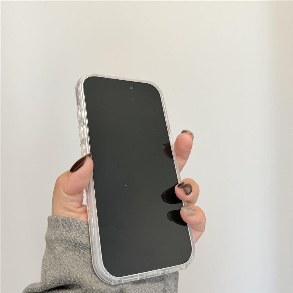 Korean-Style Pink Polka Dot iPhone Case: Drop-Proof, 16Pro Magnetic, 15PM Bear Stand, 14/13 Frosted