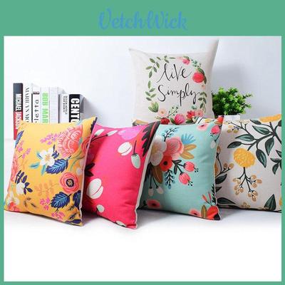 Elegant Vivid Flower Floral Plants Linen Pillow Case Decorative Cushion Cover 18