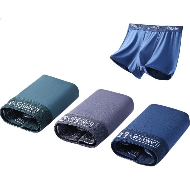 LangSha Men's Modal 10A Antibacterial Mulberry Silk Crotch Boxer Briefs Mid-Rise Men's Four-Point Shorts