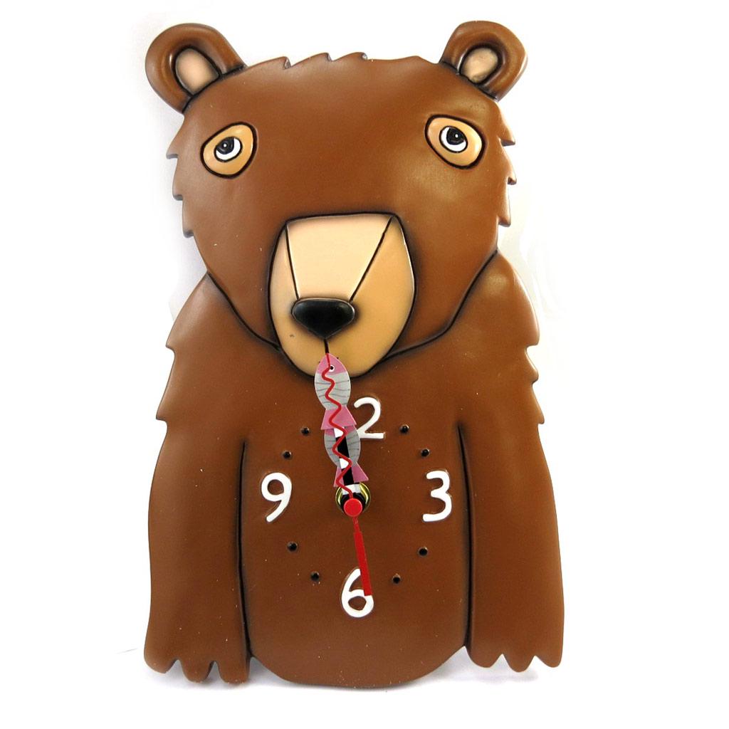 Allen Designs [M3384] – „Allen Designs“ Braunbär-Wanduhr (25 x 20 cm)
